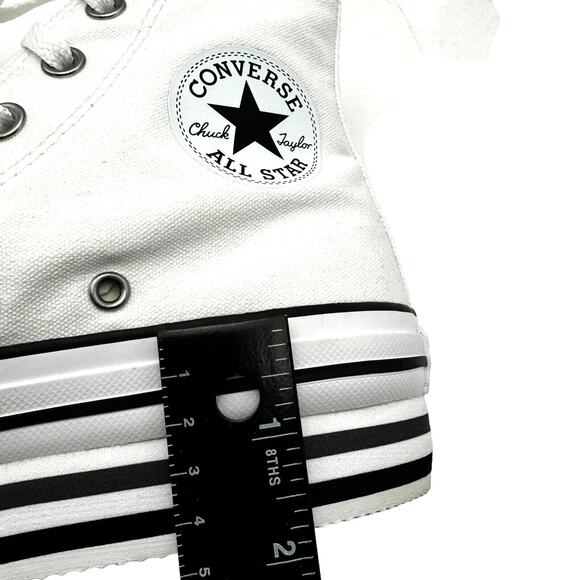 CONVERSE Womens 7.5 White Chuck Taylor All Star Lift Platform High-Top Sneakers - Picture 6 of 9